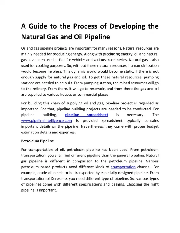 a guide to the process of developing the natural