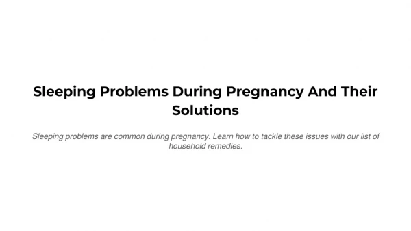 Sleeping Problems During Pregnancy And Their Solutions