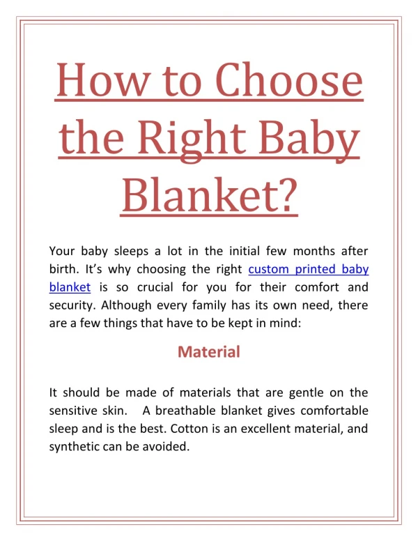 How to Choose the Right Baby Blanket?