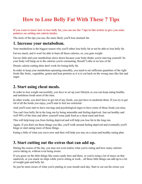 how to lose belly fat with these 7 tips