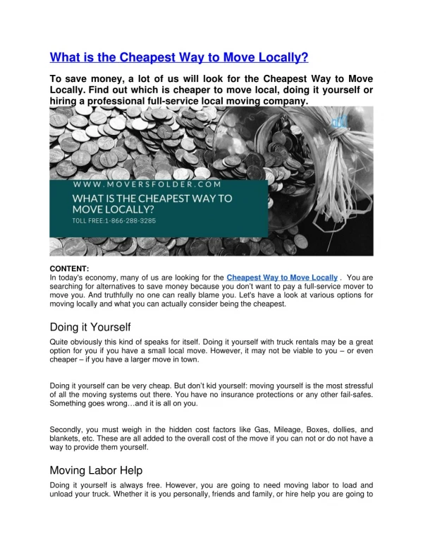 what is the cheapest way to move locally