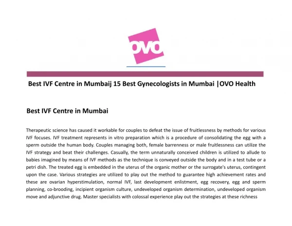 Best IVF Centre in Mumbai| 15 Best Gynecologists in Mumbai |OVO Health