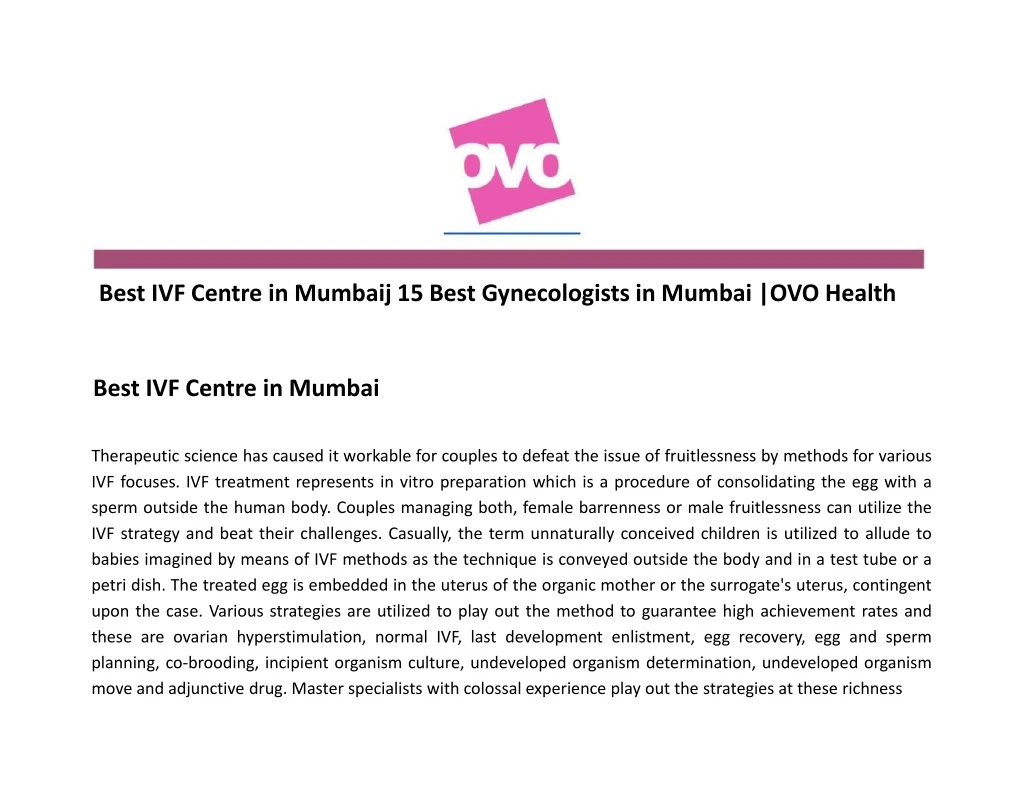 best ivf centre in mumbaij 15 best gynecologists