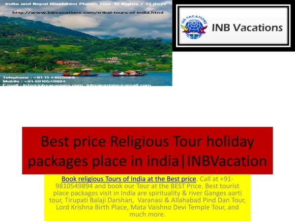 Religious Tour holiday packages place in india