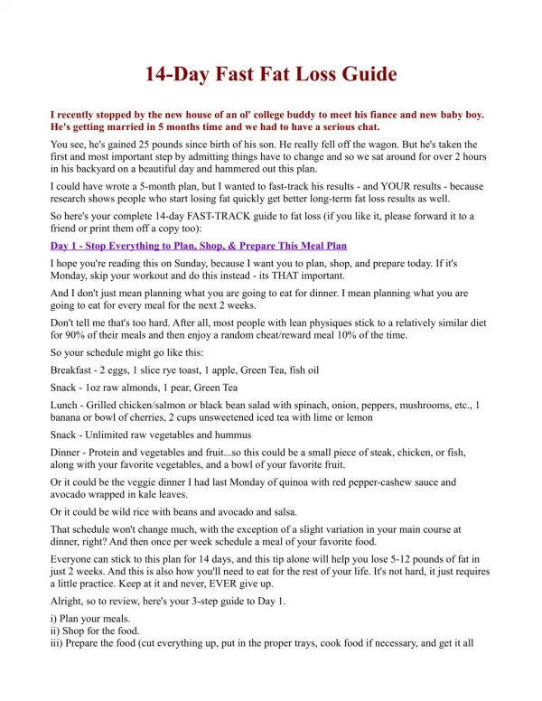 14 day fast fat loss guide