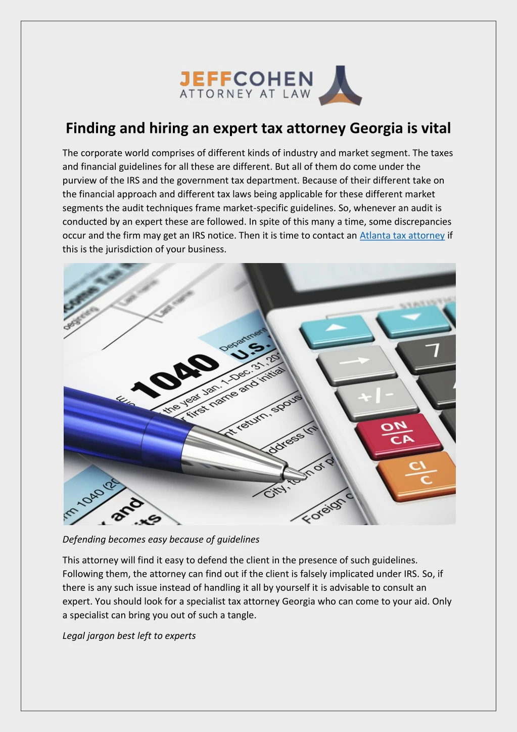 finding and hiring an expert tax attorney georgia
