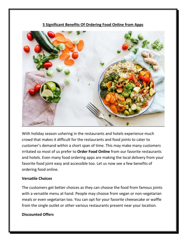 5 significant benefits of ordering food online