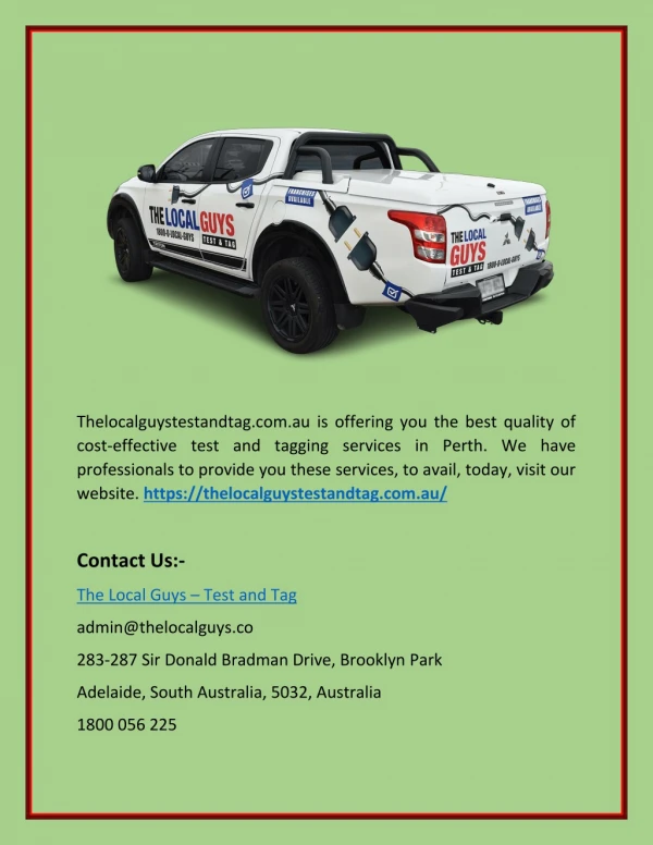 Tag and Test Perth - Thelocalguystestandtag.com.au