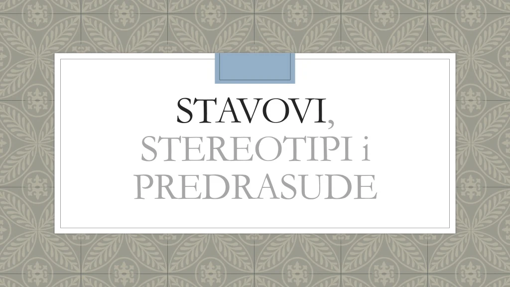 stavovi stereotipi i predrasude