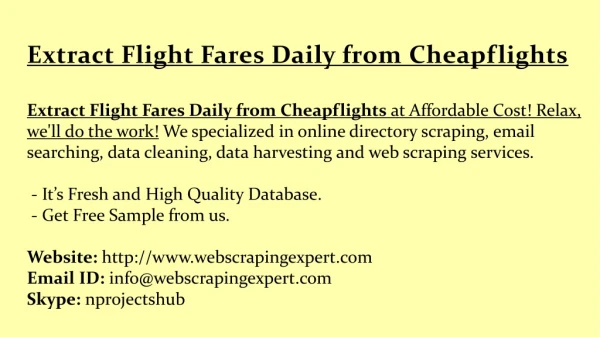 extract flight fares daily from cheapflights