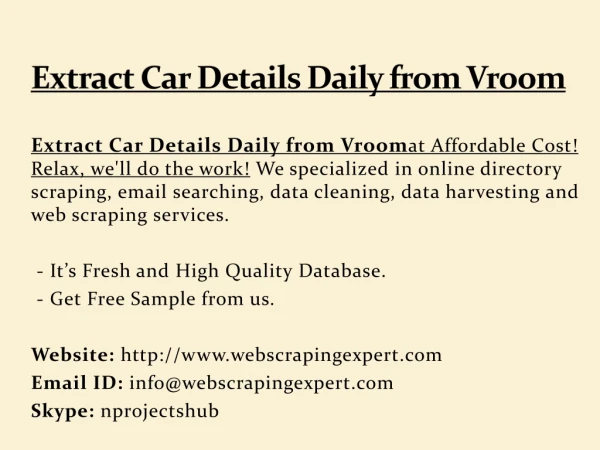 extract car details daily from vroom