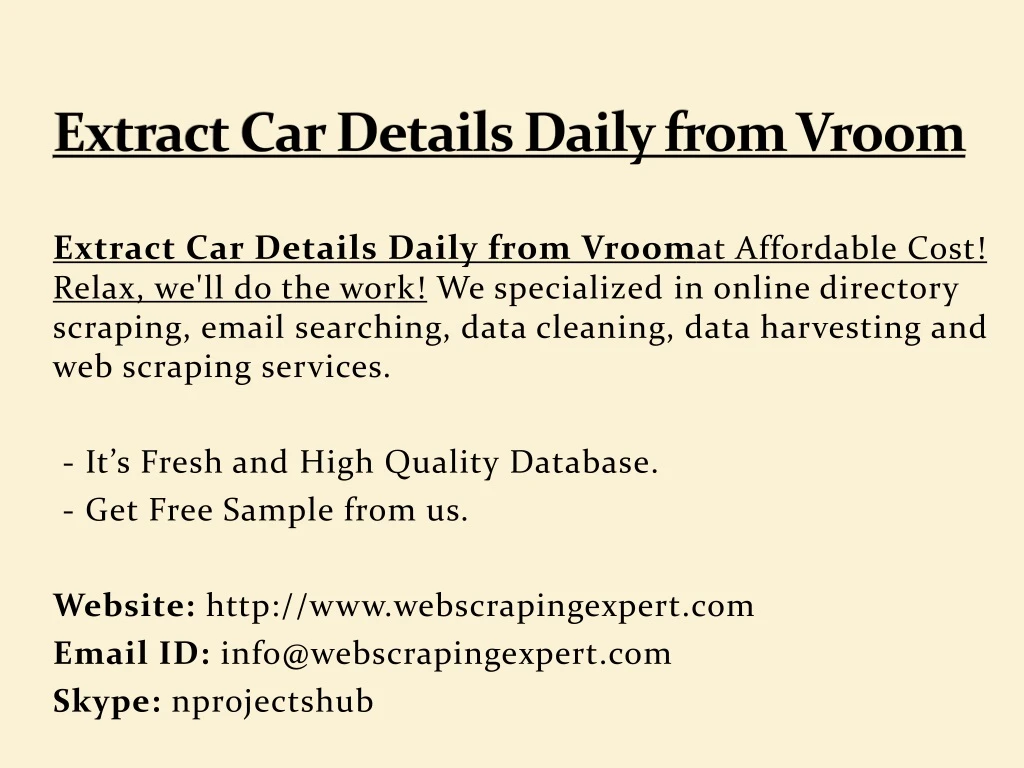 extract car details daily from vroom