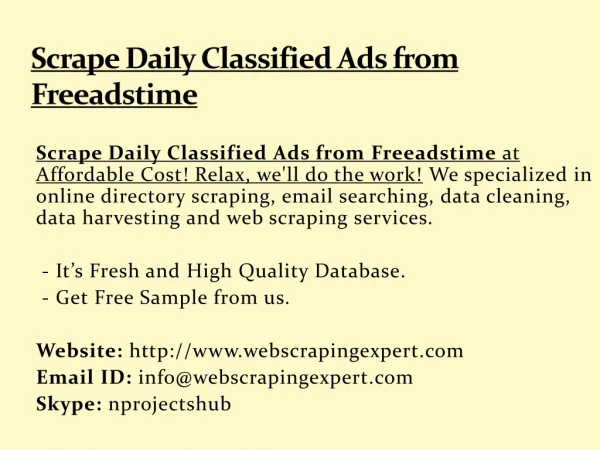 scrape daily classified ads from freeadstime