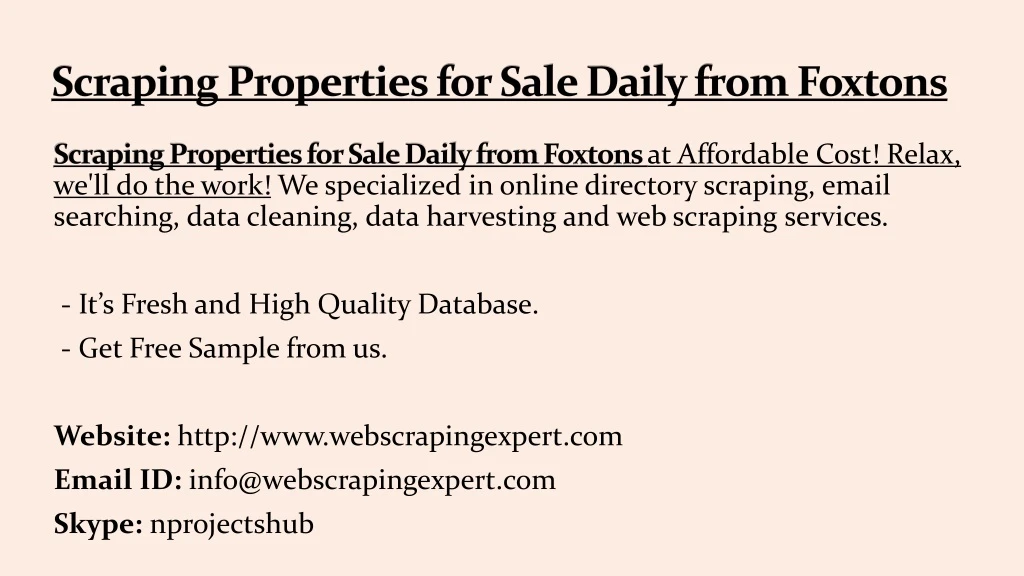 scraping properties for sale daily from foxtons