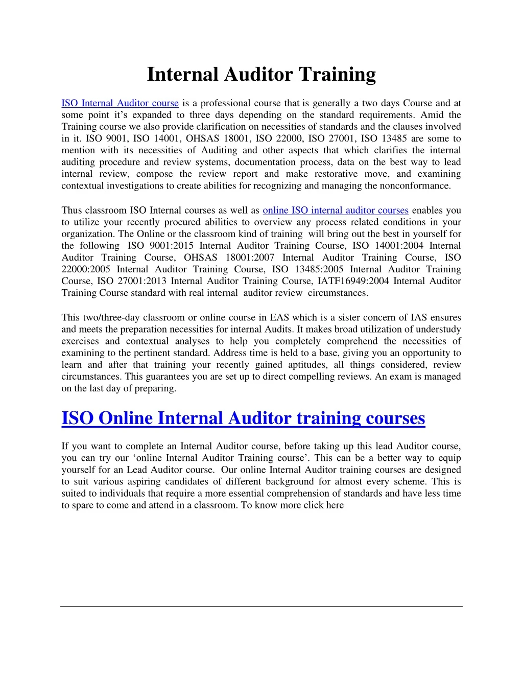 internal auditor training