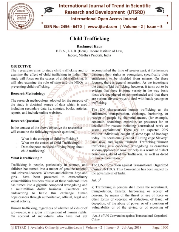 research topics on child trafficking