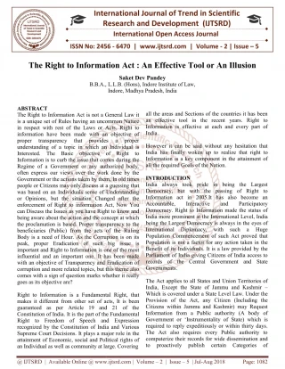 The Right to Information Act An Effective Tool or An Illusion - slide 1