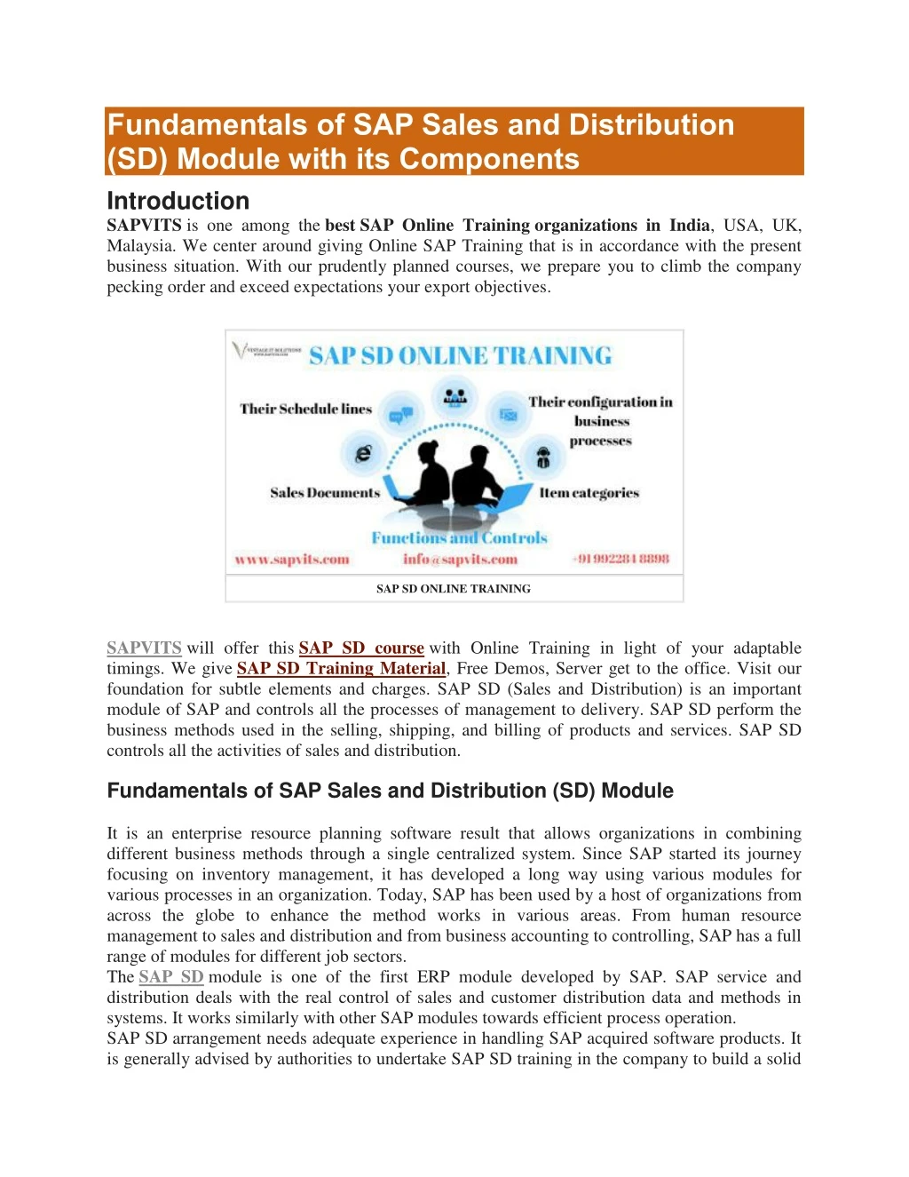 fundamentals of sap sales and distribution