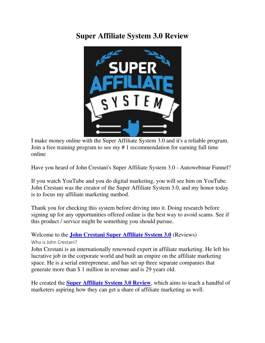 super affiliate system 3 0 review