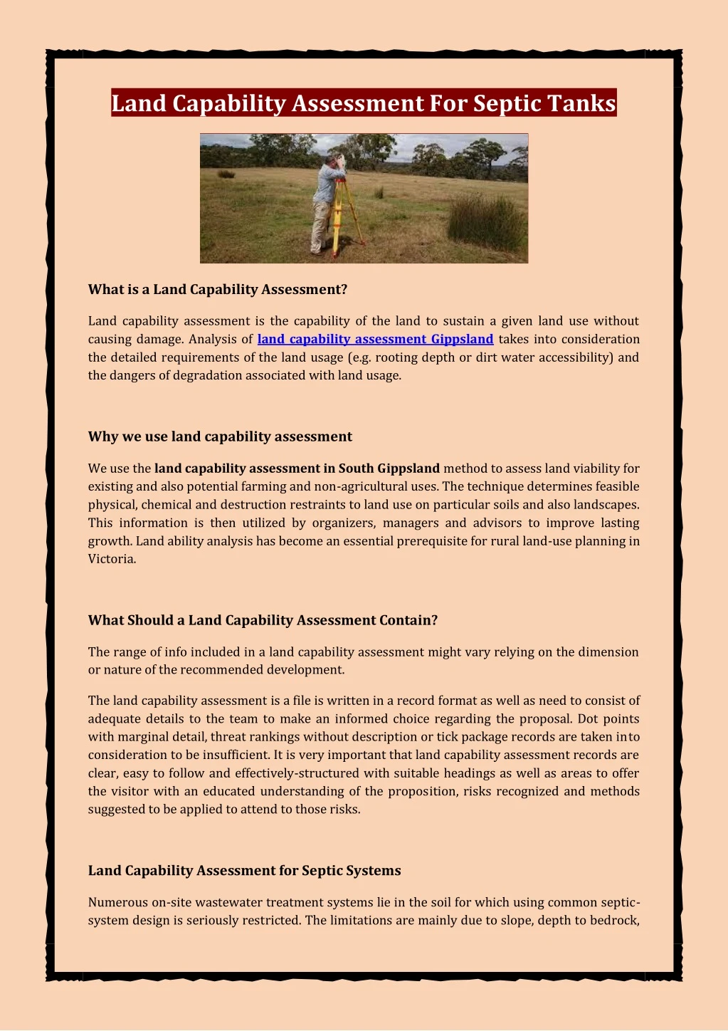 land capability assessment for septic tanks