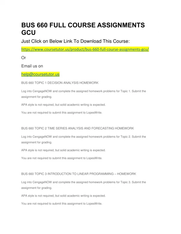 bus 660 full course assignments gcu just click