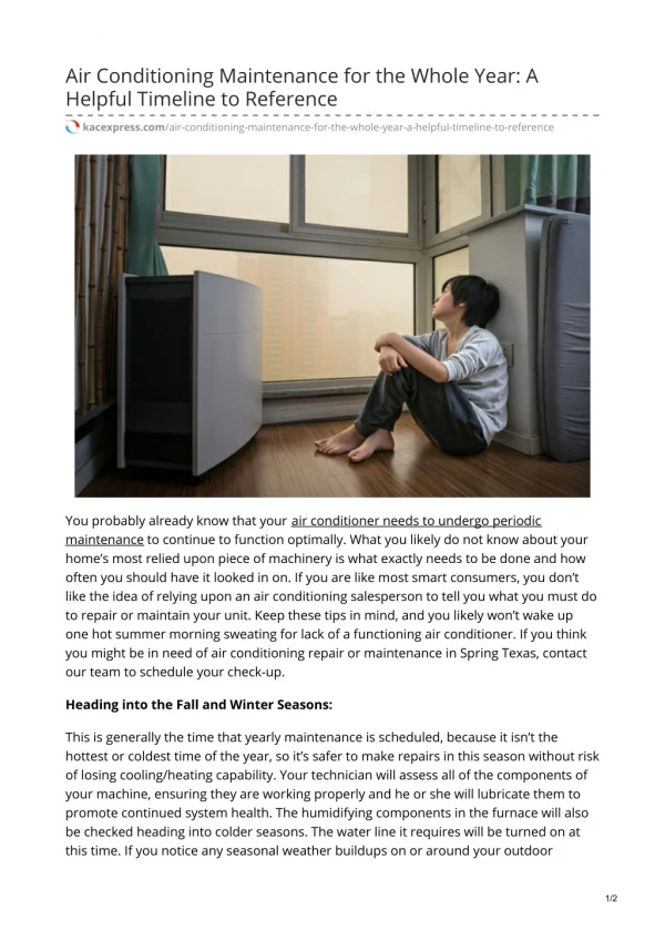 air conditioning maintenance for the whole year