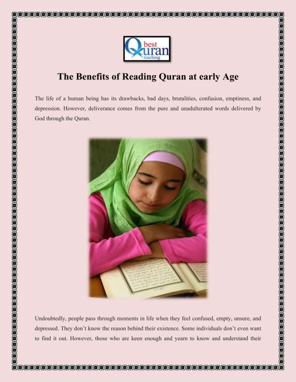 The Benefits of Reading Quran at Early Age