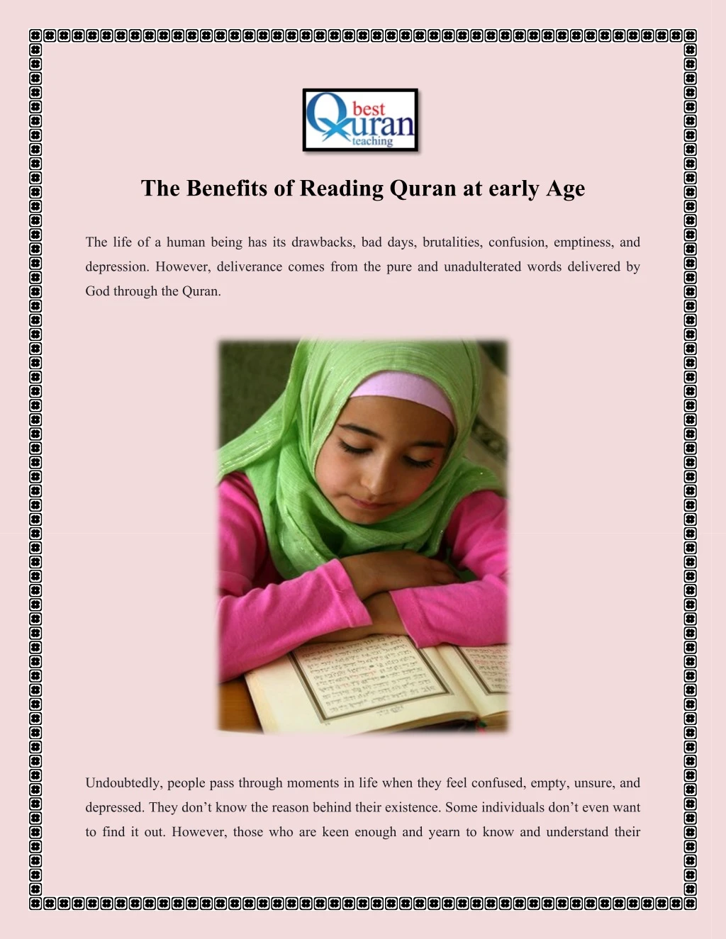 the benefits of reading quran at early age