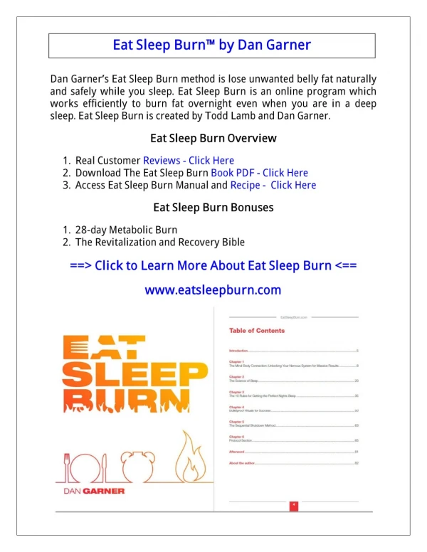 (PDF) Eat Sleep Burn Book PDF Free Download: Dan Garner Book