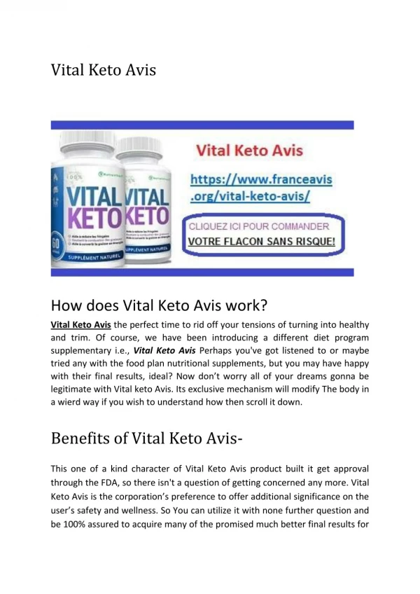 Vital Keto Avis