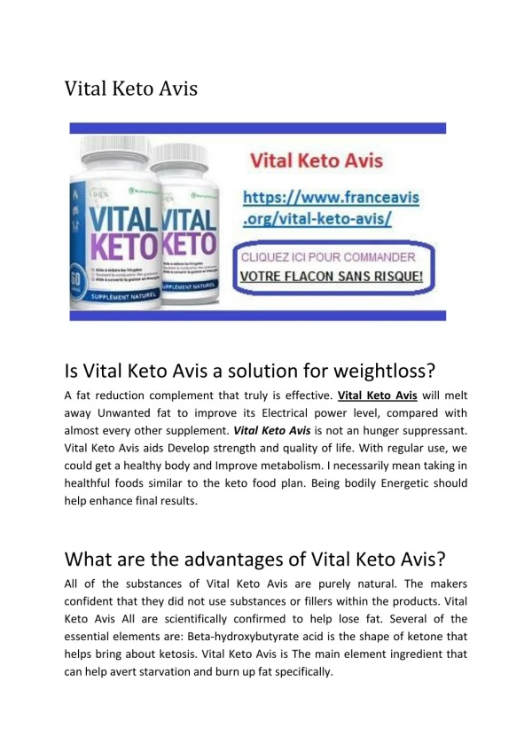 Vital Keto Avis