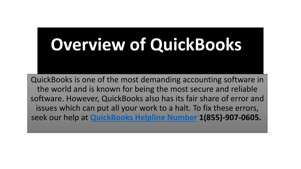 overview of quickbooks