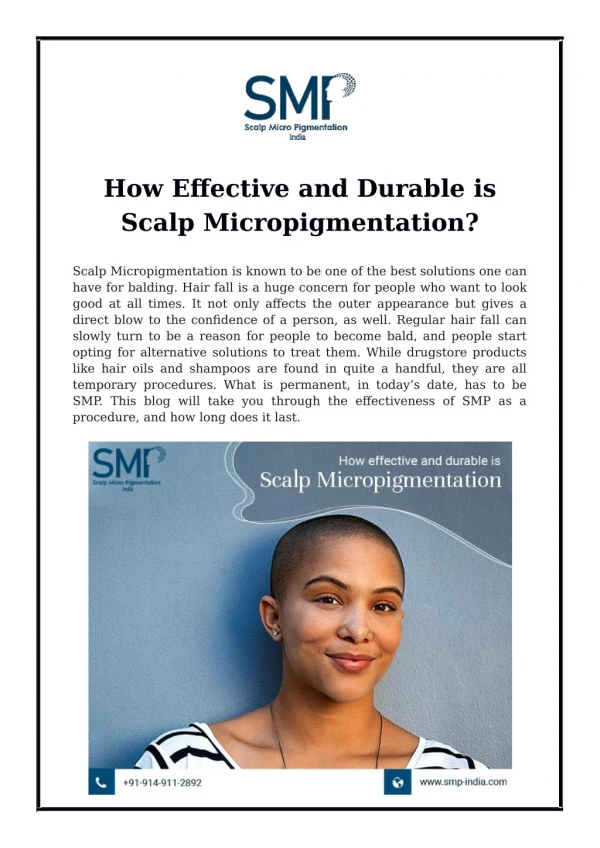 How Effective and Durable is Scalp Micropigmentation?