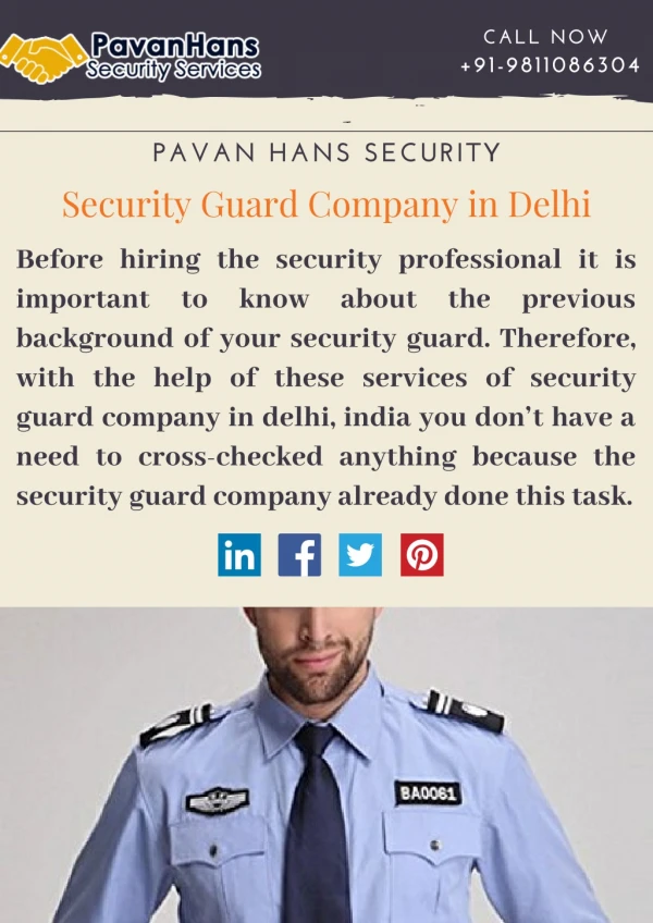 Best Services of Security Guard Company in Delhi, India
