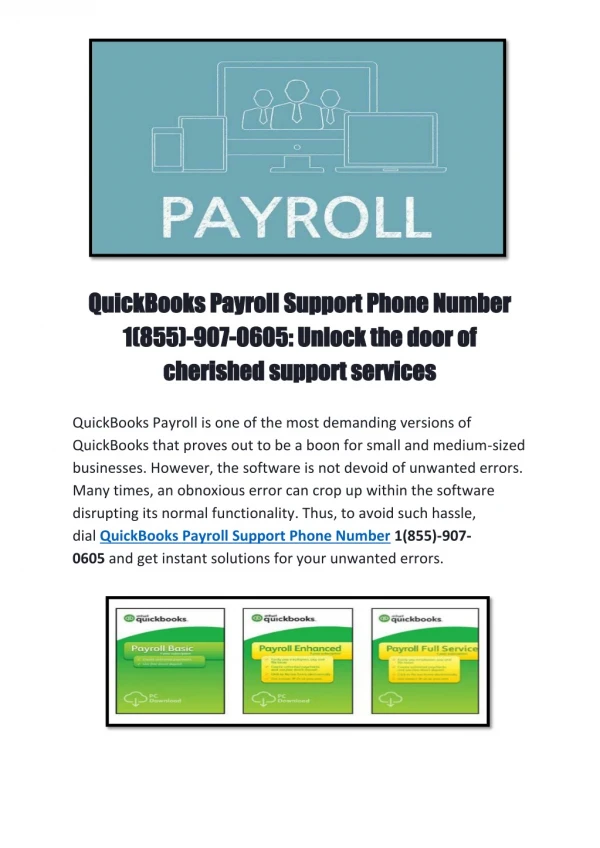 quickbooks payroll support phone number