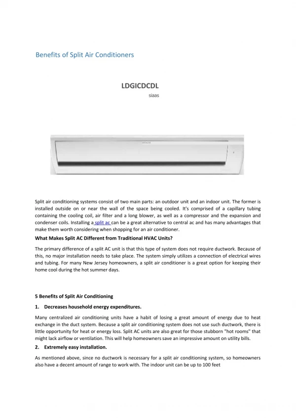 Benefits of Split Air Conditioners