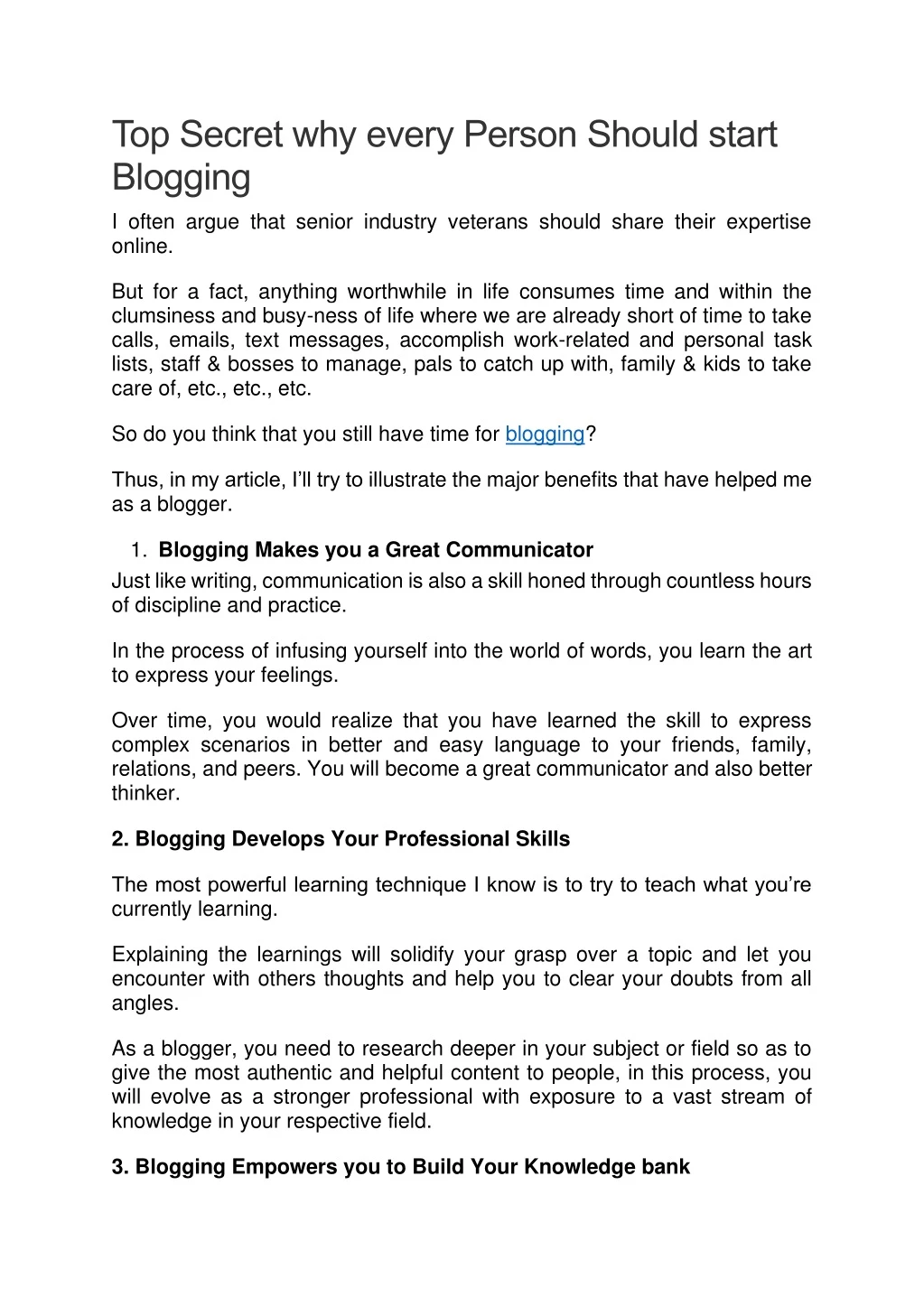 top secret why every person should start blogging
