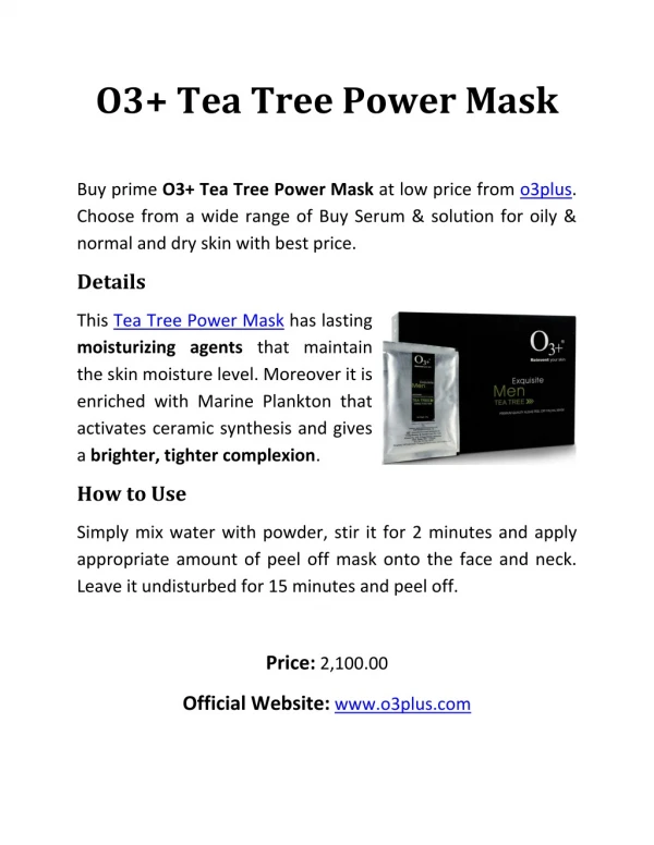 o3 tea tree power mask