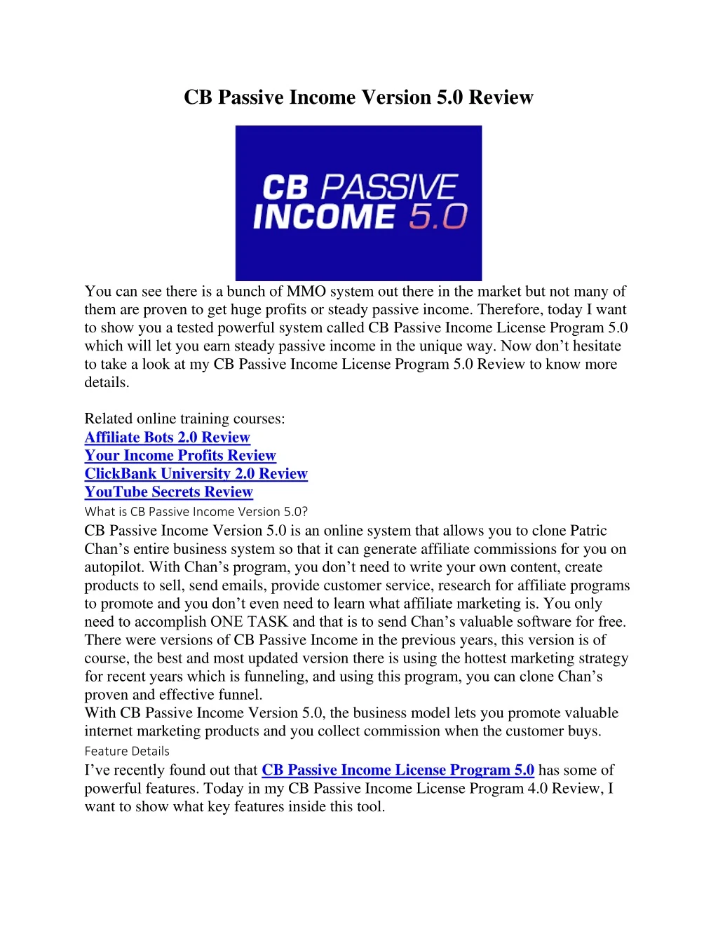 cb passive income version 5 0 review