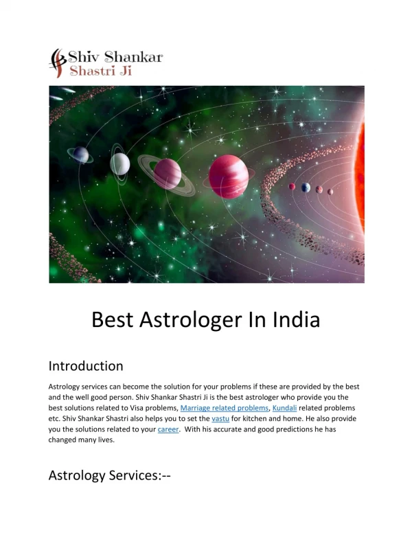 Astro services by shiv shankar shastri