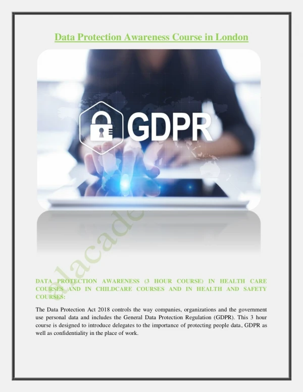 Data Protection Awareness Course in London