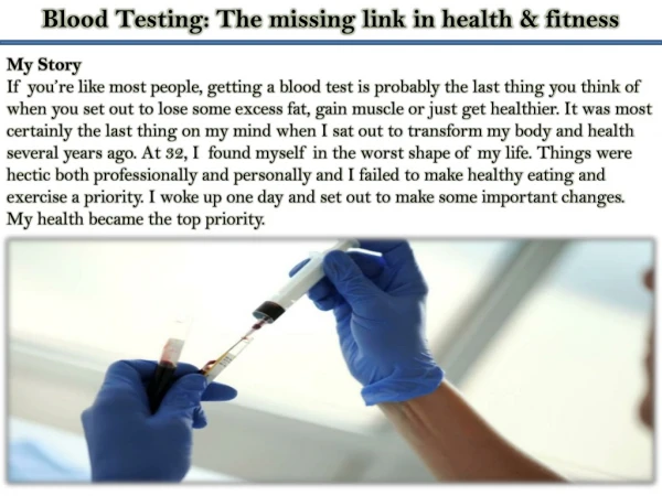 Blood Testing:  The missing link in health & fitness