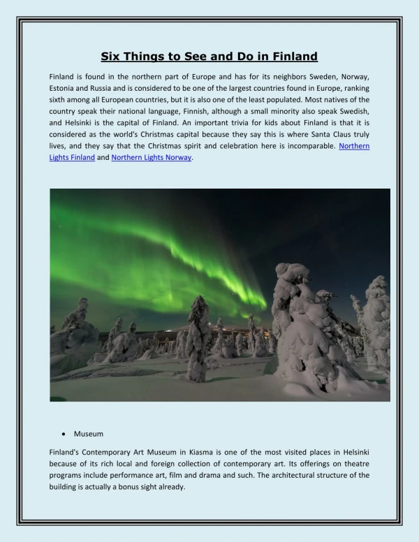 six things to see and do in finland