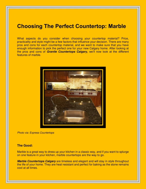 Choosing The Perfect Countertop: Marble