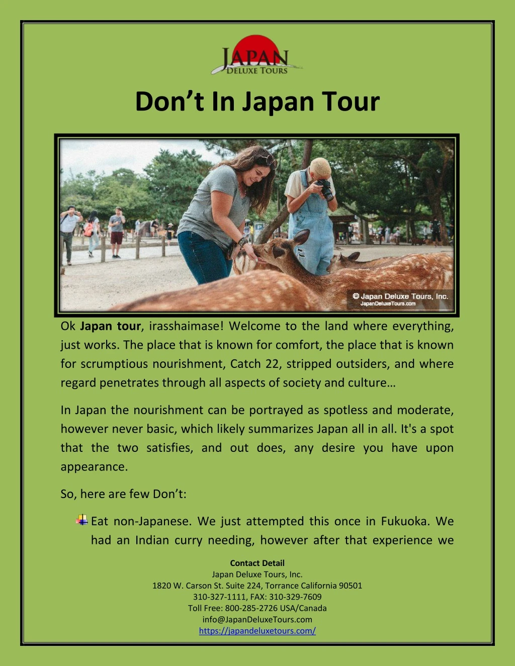 don t in japan tour