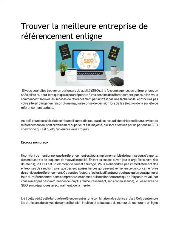 trouver la meilleure entreprise de r f rencement