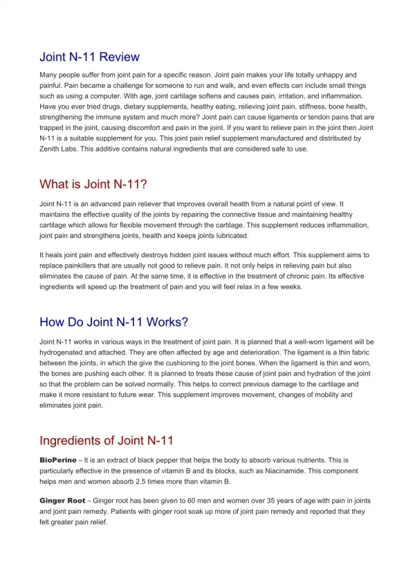 joint n 11 review
