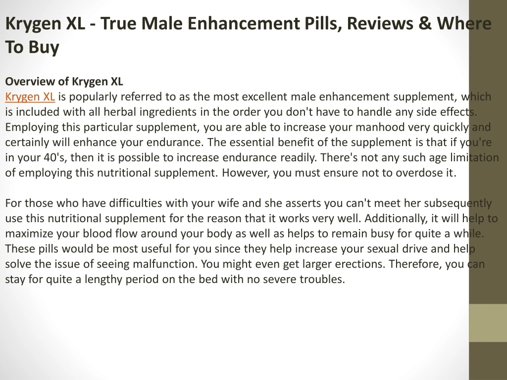 krygen xl true male enhancement pills reviews