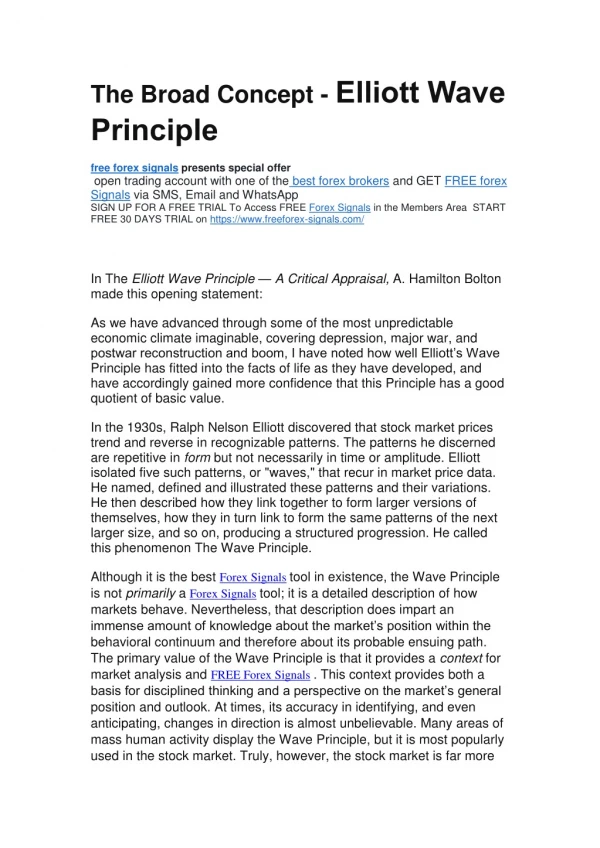 The Broad Concept - Elliott Wave Principle