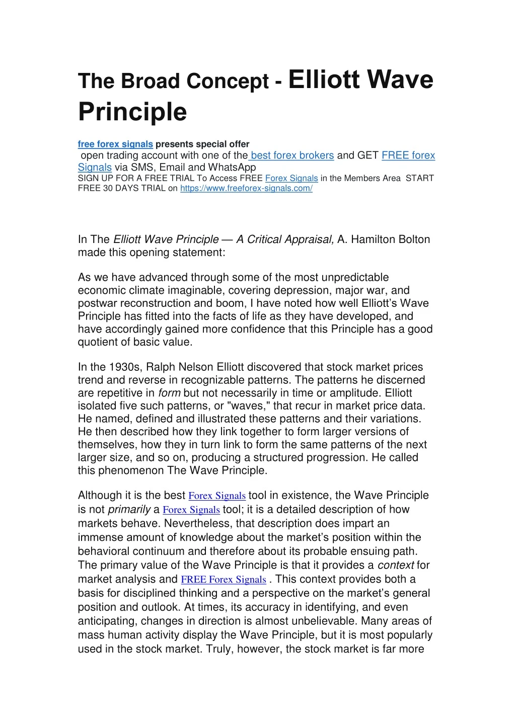 the broad concept elliott wave principle free